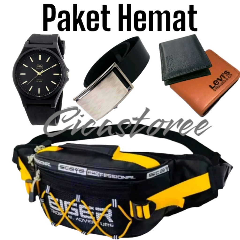 Promo Termurah 4 in 1/Jam Tangan Karet Water Free Tas,Dompet dan Gesper/Jam Tangan Karet Anti Air / Paket bundling Buy 1 Get 4/Jam Paket Murah/Jam Pria &amp; Wanita/ Paket Super Hemat!!