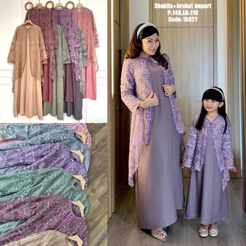 Izora Set Couple Ibu dan Anak Perempuan/Dress Ibu dan Anak/Gamis Anak Sage/Gamis Anak Murah/Gamis Couple Batik/Dress Brukat Import