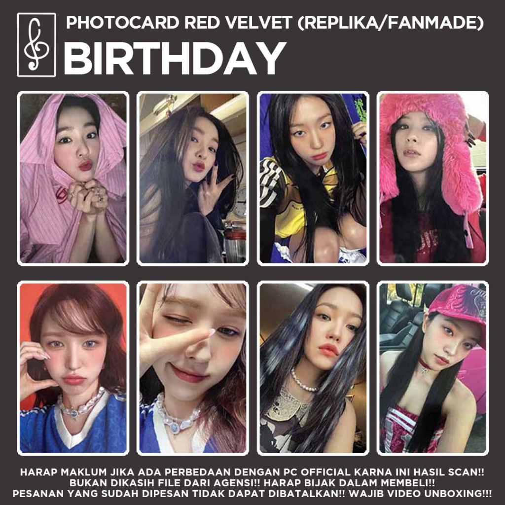 [REPLIKA RED VELVET] BIRTHDAY PHOTOCARD UNOFFICIAL