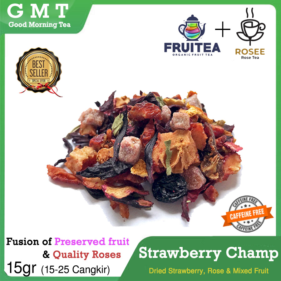 

GMT | Strawberry Champ | Teh Stoberi Roselle Rosela orange Tisane Blend buah Loose Leaf New Premium Hampers