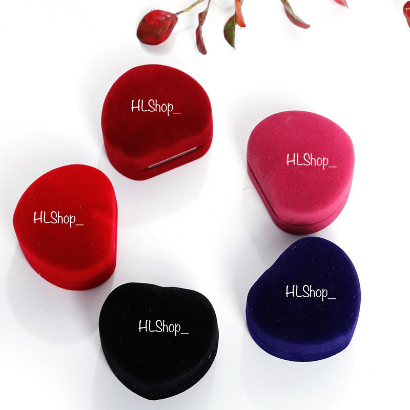 Tempat cincin wedding lamaran HATI POLOS 1 CINCIN tempat cincin velvet box kotak cincin bludru murah