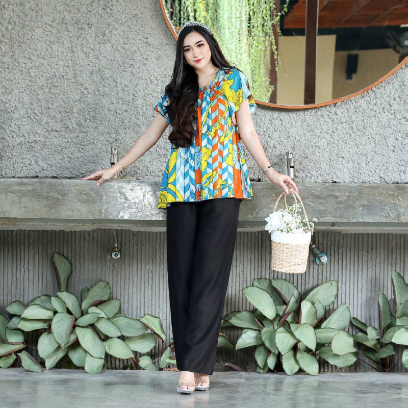 Anya Set Wanita Lengan Pendek Rayon Super