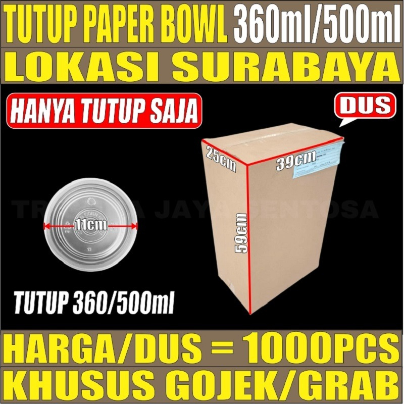 Tutup paper bowl 360ml n 500ml pack Hanya Lid Mangkok Kertas surabaya