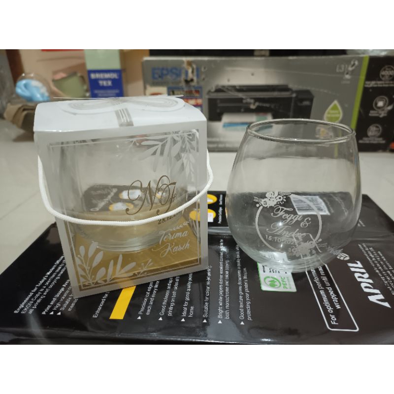 Souvenir Gelas Tuscany Kemasan mika motif souvenir gelas telor