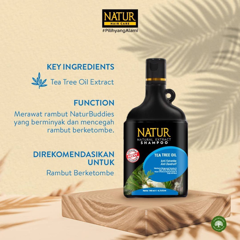 NATUR Hair Shampoo Tea Tree 80ML / Shampoo Anti Dandruff Membantu Mengurangi Ketombe BPOM