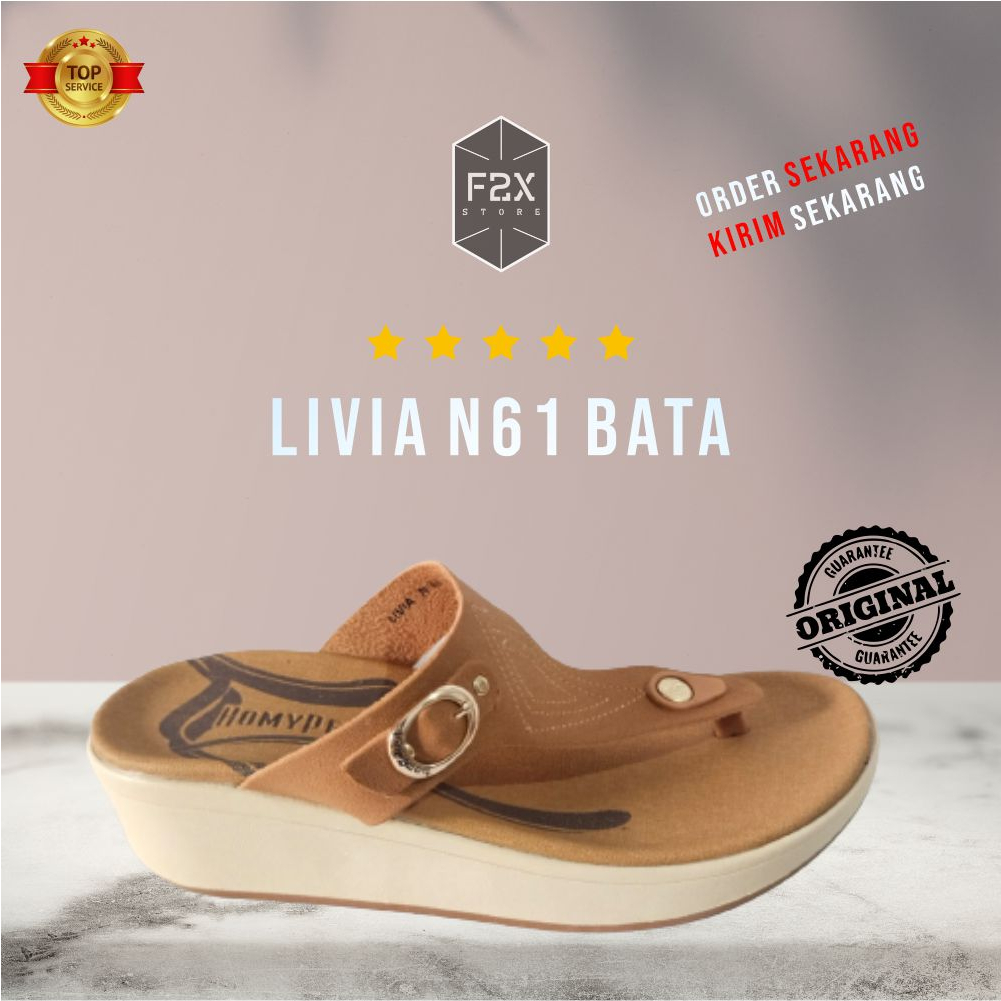 [NEW ARRIVAL ] HOMYPED  SANDAL WANITA WEDGES JEPIT ORIGINAL  LIVIA N61 BATA