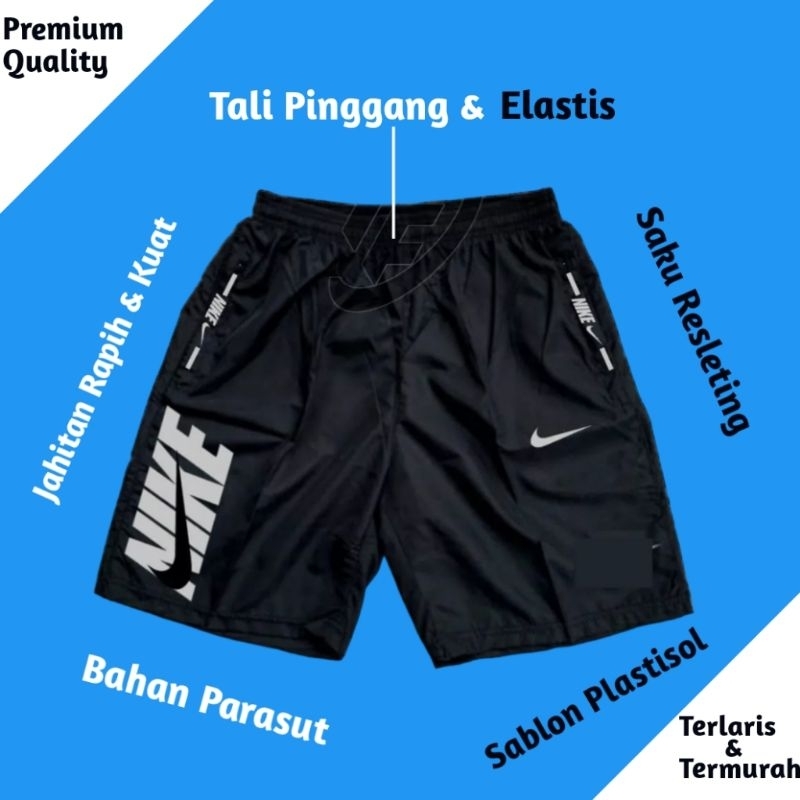 Celana Pendek Parasut Olahraga Saku Resleting Pria Wanita Running Gym Sport Kolor Volly Futsal Bulu Tangkis Jogging Bahan Berkulitas-4