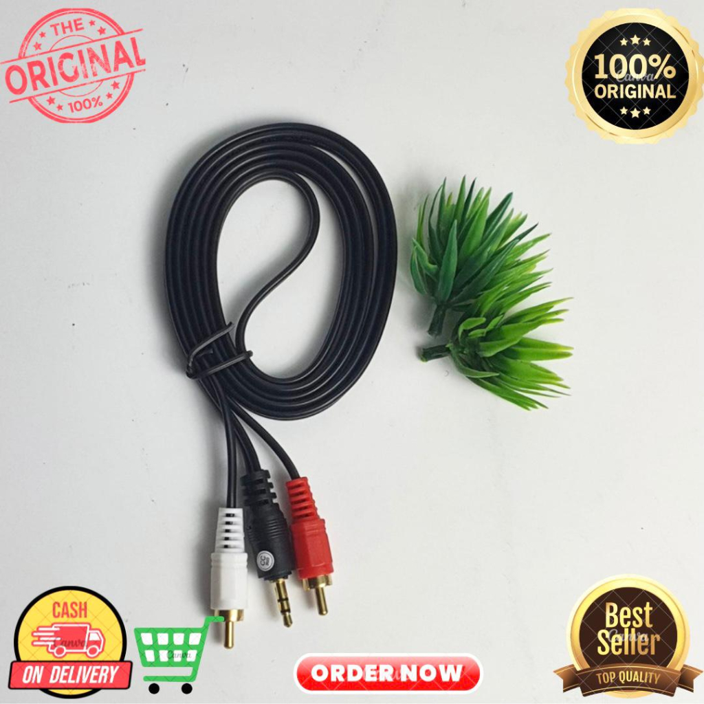 KABEL AUX 2 IN 1 KABEL AV AUDIO 2 IN 1 1,5 meter / KABEL RCA 2 IN 1 / JACK  3.5MM AUDIO RCA 2 IN 1  