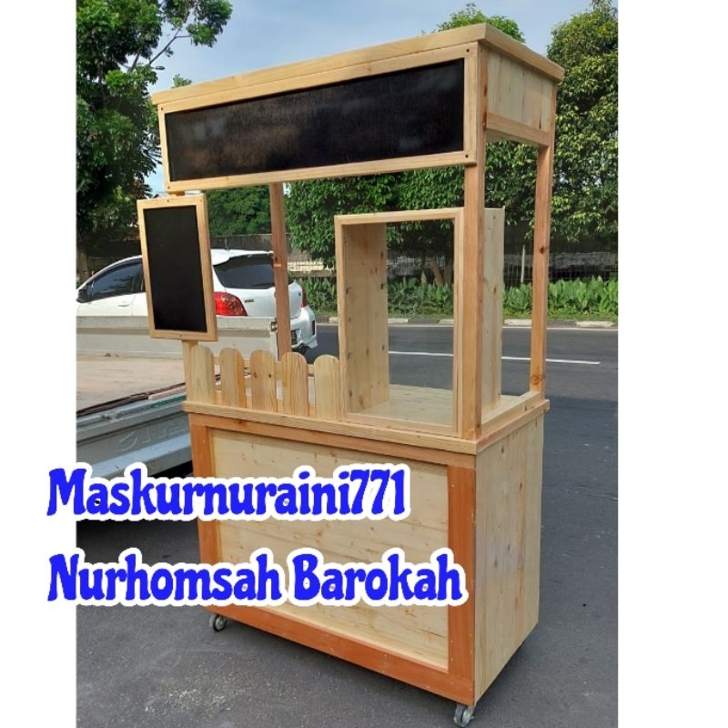 Gerobak booth kayu minimalis
