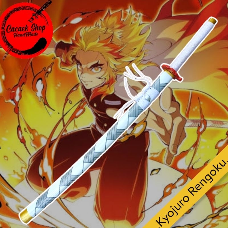 Pedang kayu rengoku cosplay kimetsu no yaiba
