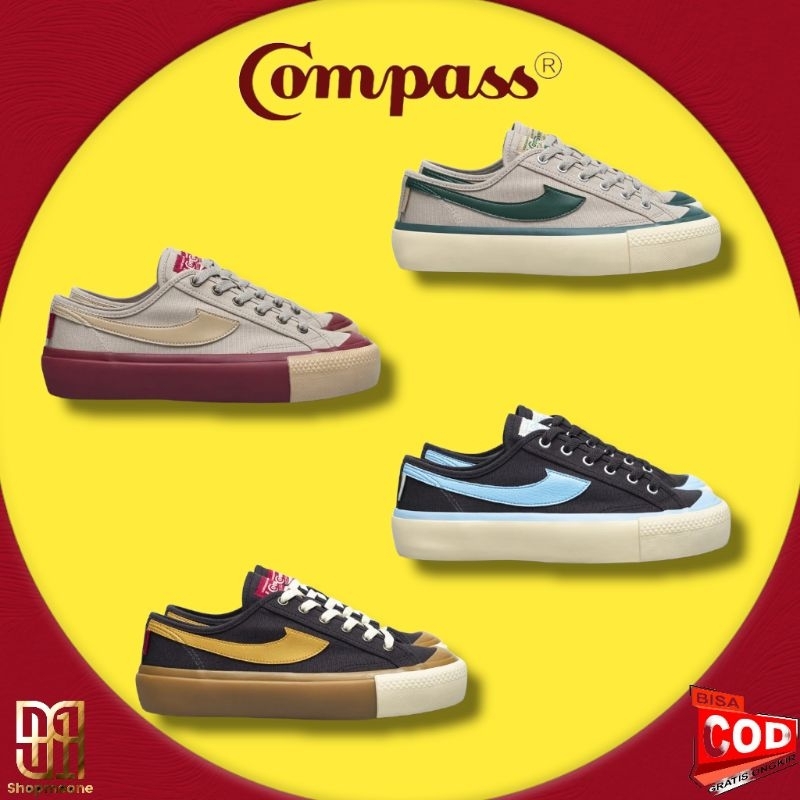 [ORIGINAL & MURAH] COMPASS SEASONAL COLORS - GAZELLE LOW WAFER GREEN // GAZELLE LOS WAFER MAROON // 