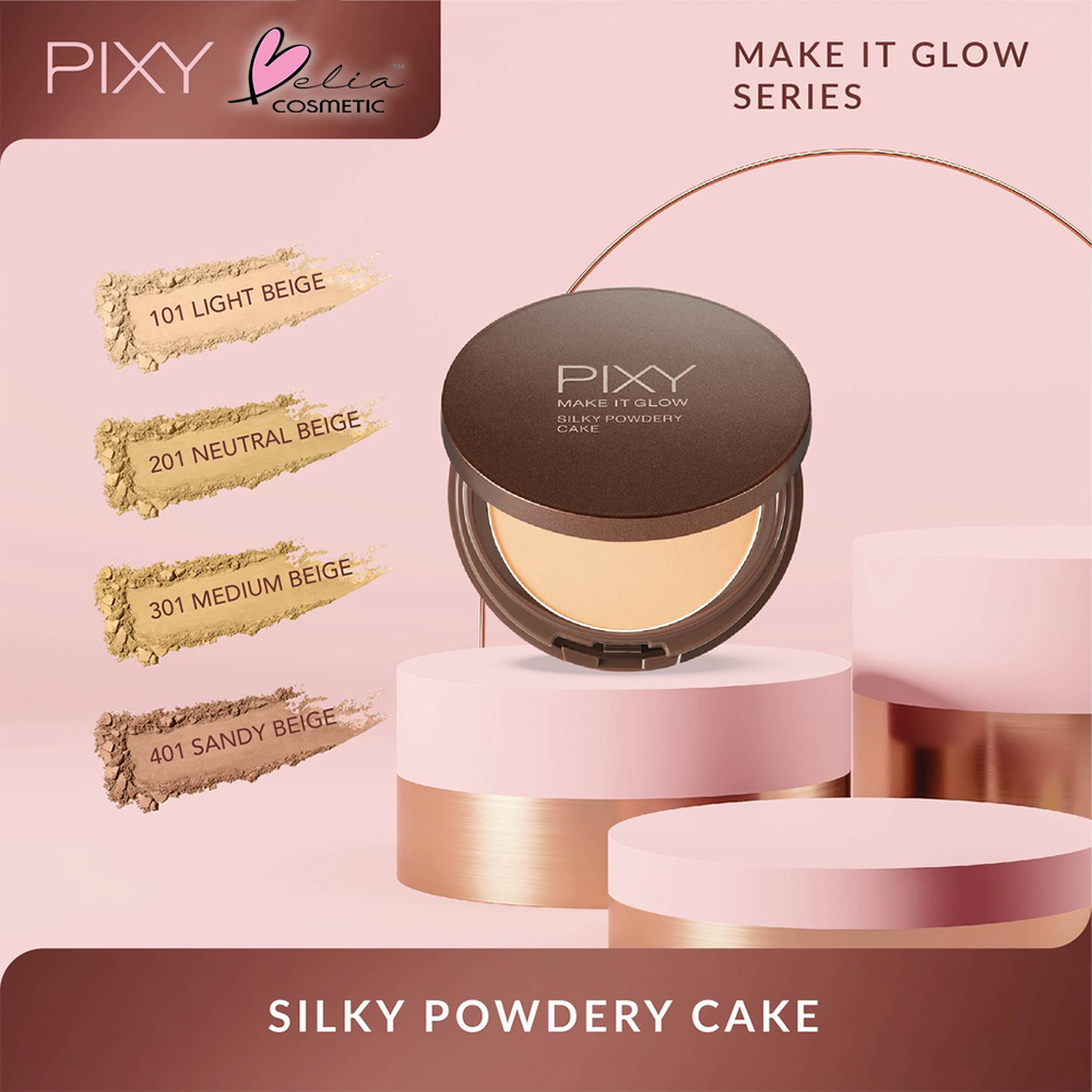 ❤ BELIA ❤ PIXY Make It Glow Silky Powdery Cake With Moisturizing Bontanical Extract Smooth Polished Powder SPF 35 &amp; PA+++ | Two Way Cake  | BPOM