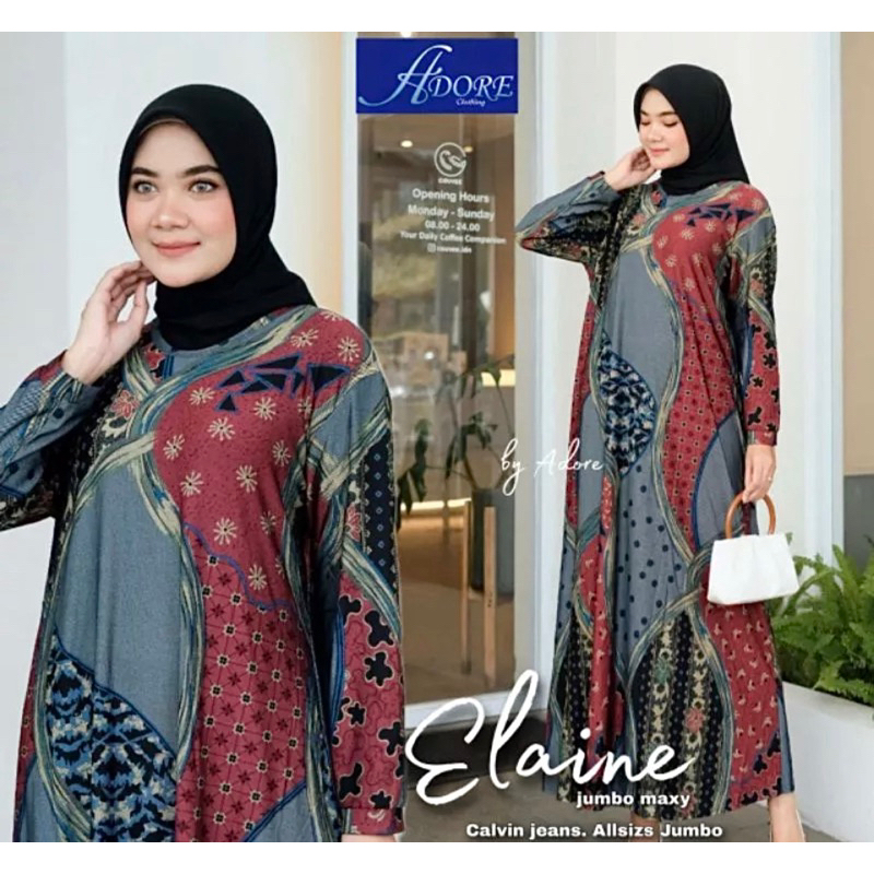 Elaine Jumbo Maxy LD110 - Gamis Calvin Jeans Jumbo terbaru / 023-7187