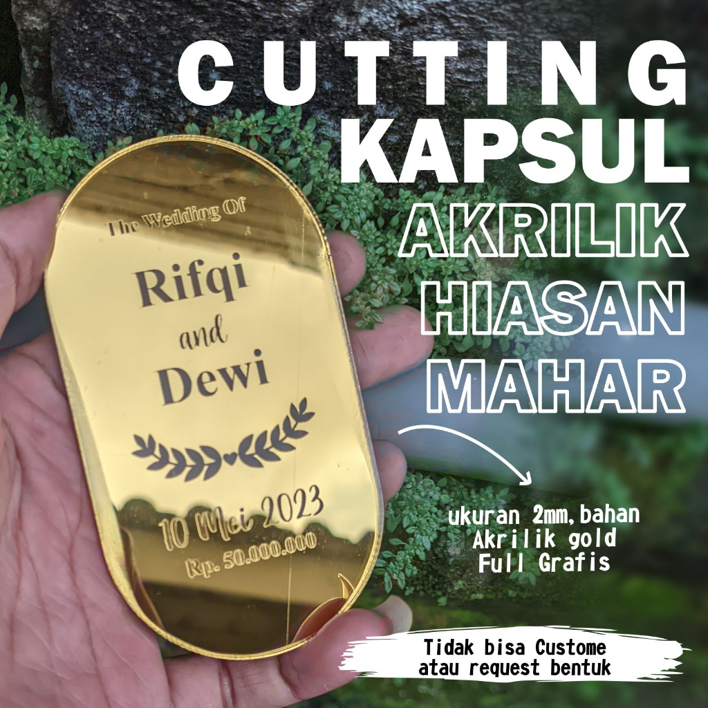 HIASAN MAHAR OVAL KAPSUL FULL GRAFIR AKRILIK GOLD