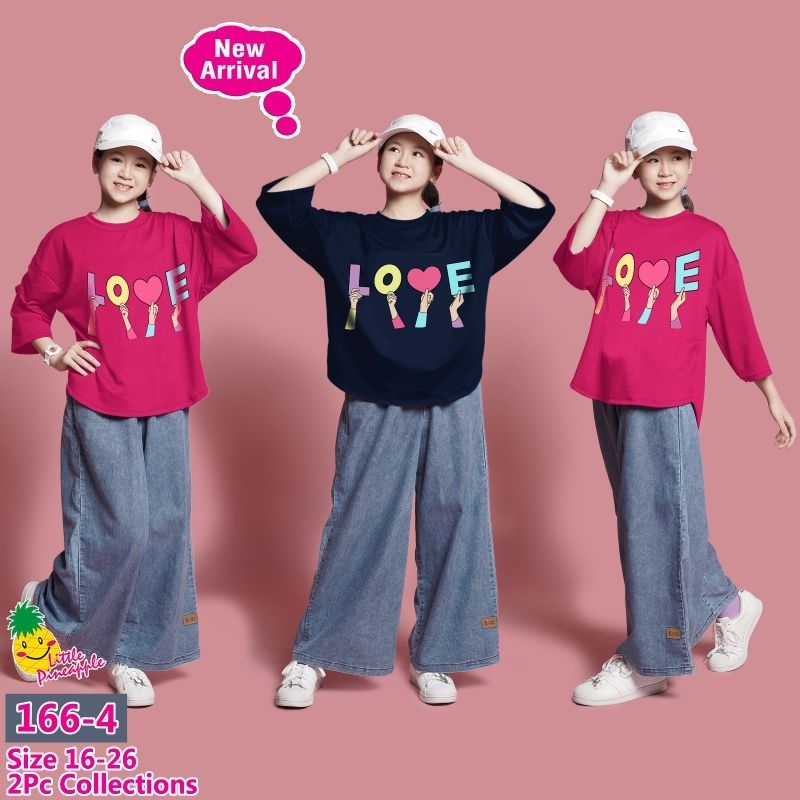 Setelan Kulot jeans anak cewek little pineapple Love