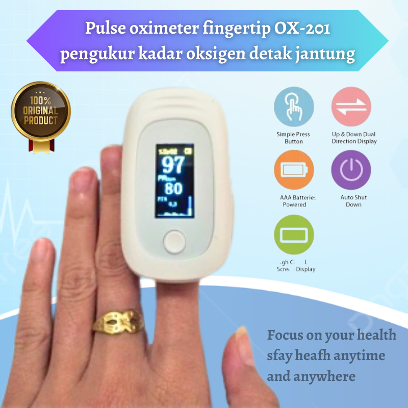 Pulse oximeter fingertip OX-201 pengukur kadar oksigen detak jantung - OXI201