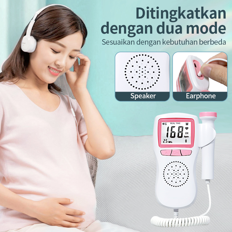 AmazeFan dopler detak jantung bayi Ibu hamil Fetal Doppler Suara jernih &amp; USB &amp; Headphone Alat Deteksi Jantung Janin Bayi Bluetooth &amp; Digital Kurva &amp; sensitif Baby heart rate monitor portabel Bayi Fetal Doppler