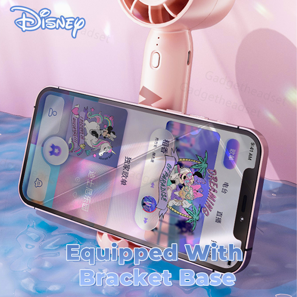 100% Disney Kipas Angin Mini Portabel Fan 3-Speed Angin Dukungan dasar yang dapat dilepas ponsel Kipas genggam USB