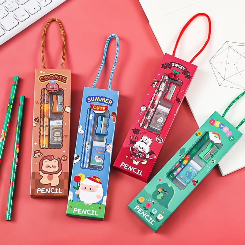 

Stationery Set 5 In 1 / Set Alat Tulis Sekolah 5 in 1 Karakter Lucu / 5Pcs Set Alat Tulis Pensil Motif Kartun Lucu