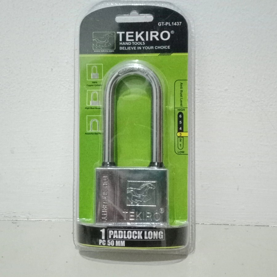 Kunci Gembok 50 mm Leher Panjang Gembok Rumah Pagar TEKIRO GT-PL1437
