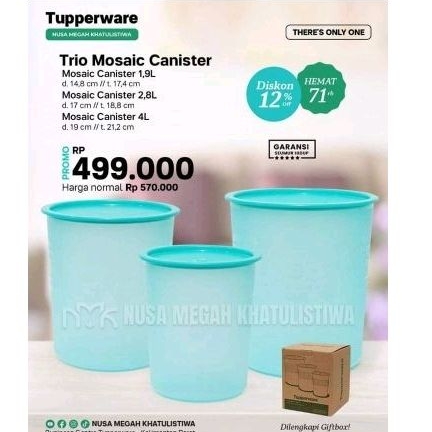 TRIO MOSAIC CANISTER TUPPERWARE
