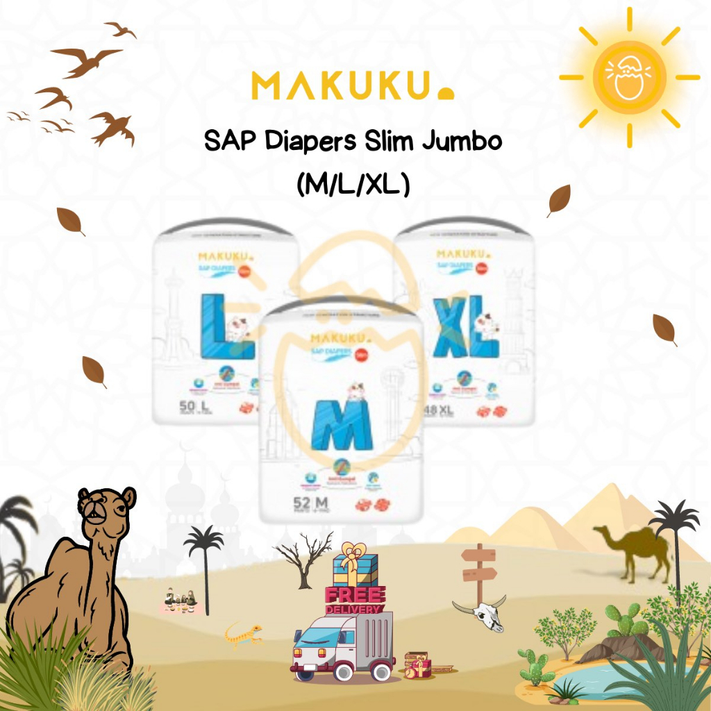 MAKUKU SAP DIAPERS SLIM JUMBO PANTS (M, L, XL) - Popok Bayi