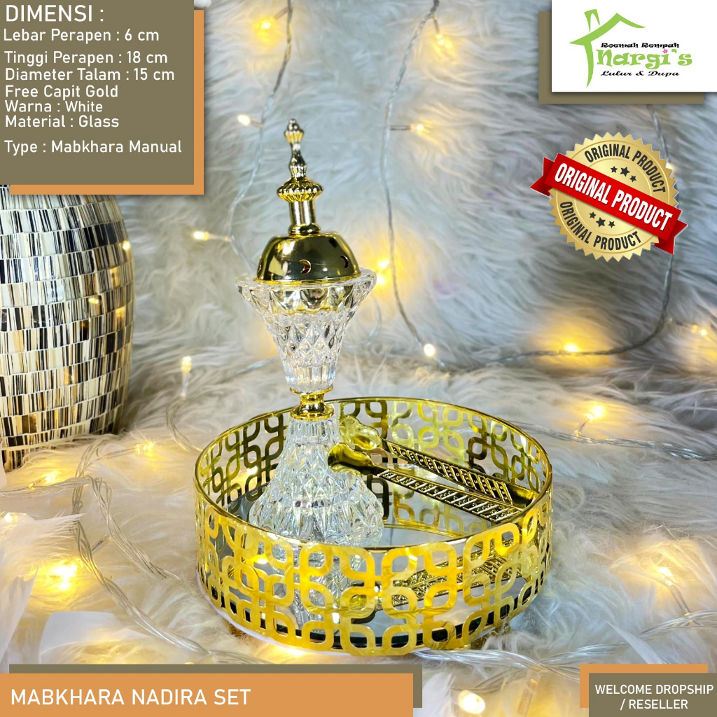 Mabkhara Set Kristal Cermin/Tempat Dupa/Bukhour//NADIRa