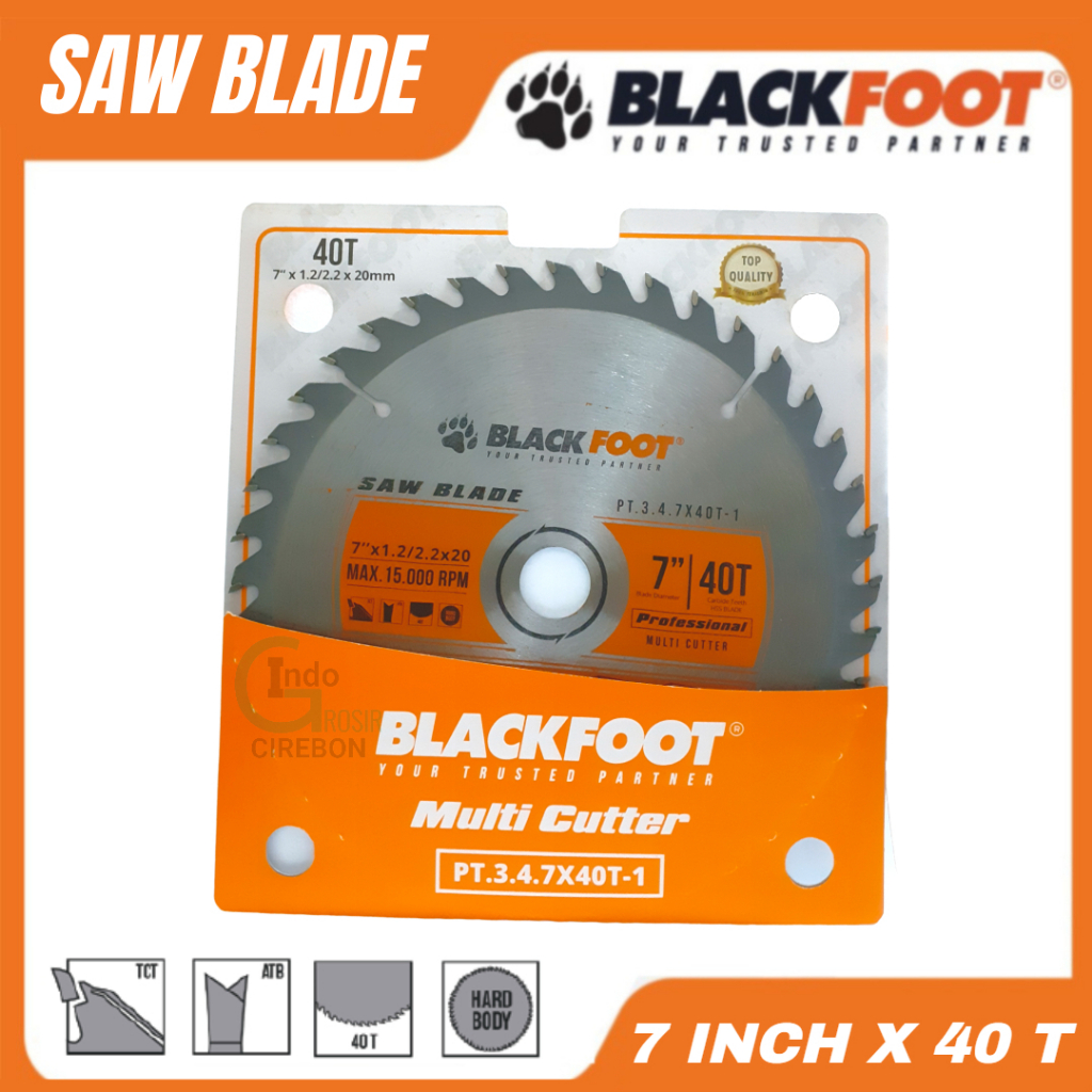 BLACKFOOT Mata Cicle Circular Saw 7&quot; X 40T Mata Gerinda Potong Kayu 7 inch 40T Gergaji Alumunium Murah