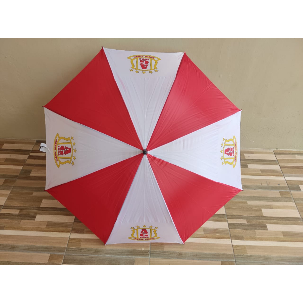 [ custom grosir ] payung standar payung panjang putih / kombinasi logo design sendiri payung | putih biru putih merah putih abu orange putih hijau putih