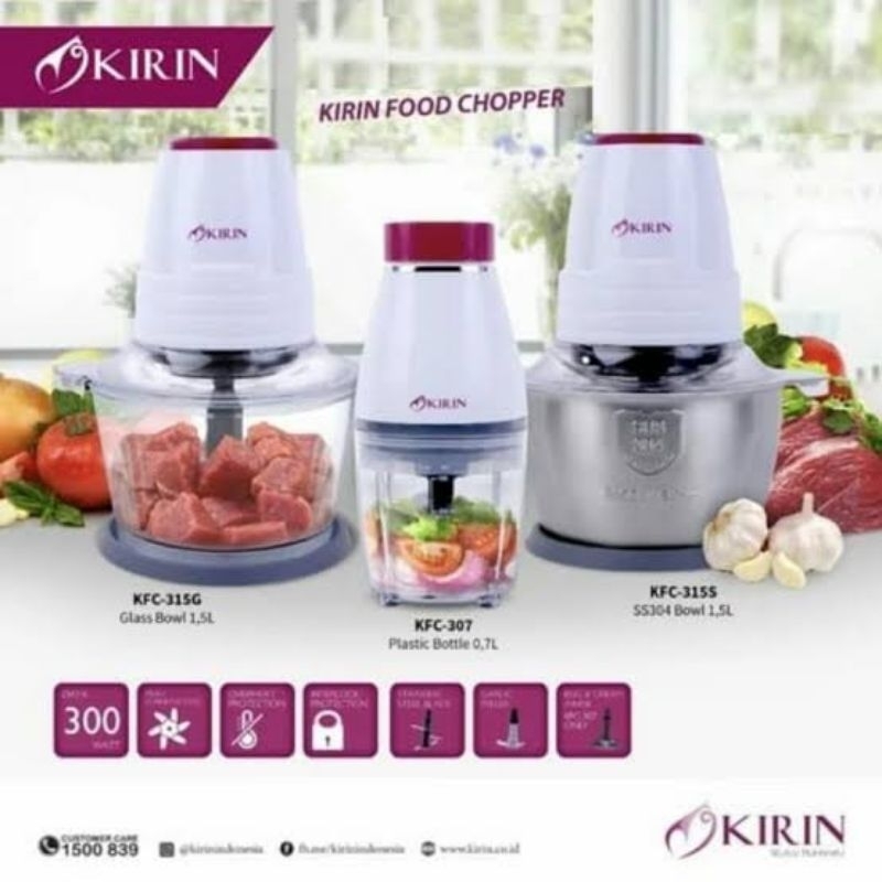 FOOD CHOPPER PROCESSOR GRINDER KIRIN KFC 315 G S 315G 315S KFC315G KFC315S MANGKOK KACA STAINLESS ST