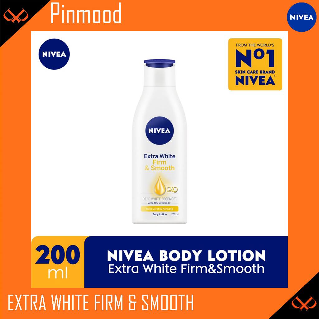 NIVEA EXTRA WHITE FIRM &amp; SMOOTH [ 200 ML ] SPF 15 BODY LOTION PERAWATAN TUBUH KULIT CERAH MERATA DAN KENCANG DEEP WHITE ESSENCE 40X VITAMIN C DOUBLE UV PROTECTION