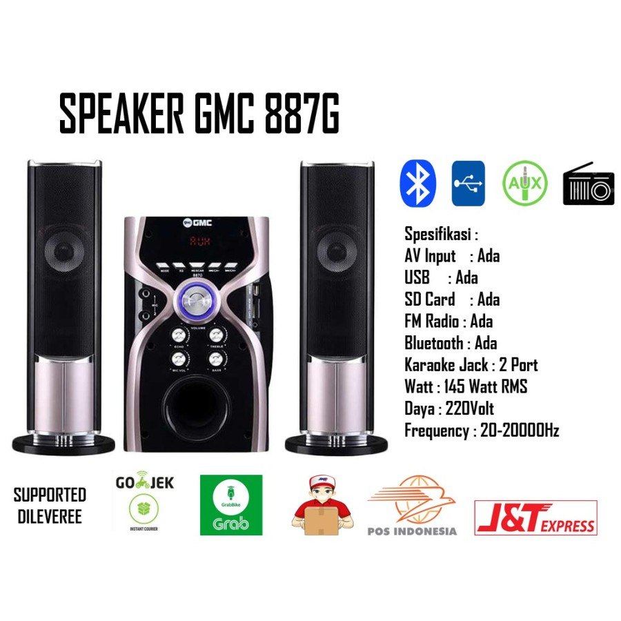 GMC 887G SPEAKER BLUETOOTH AKTIF FULL BASS MULTIMEDIA BISA KARAOKE