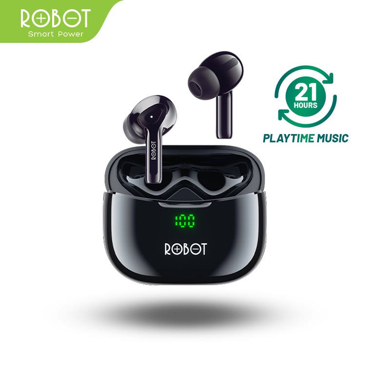 Robot TWS Wireless Earphone Airbuds T30 PLUS Original BT 5.3 Original Garansi 1 Tahun