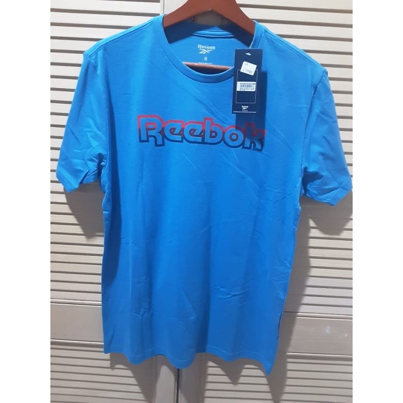 REEBOK Kaos Running Cotton Biru- Pria
