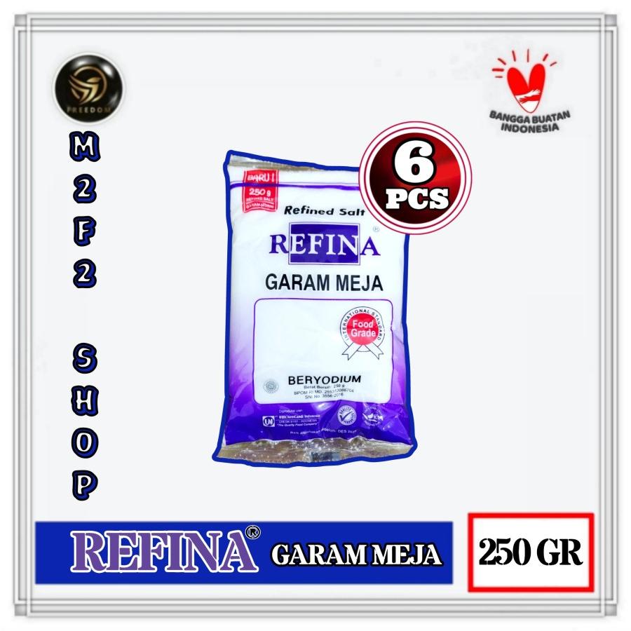 

Refina Salt Garam Meja Beryodium Bersih Putih Halus - 250 gr (Kemasan 6 Pcs)