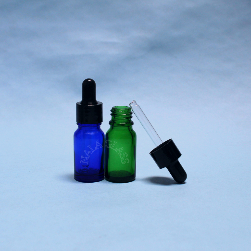 BOTOL PIPET 10ML KACA HIJAU&amp;BIRU /BOTOL SERUM 10ML RING HITAM SMOOTH