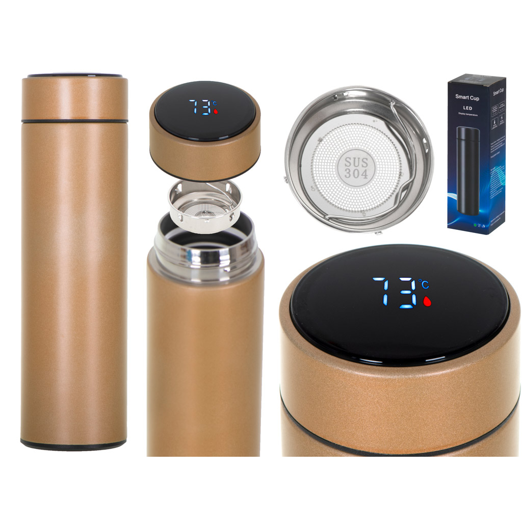 PR46 Thermos Mug Smart  LED 500ml Gold