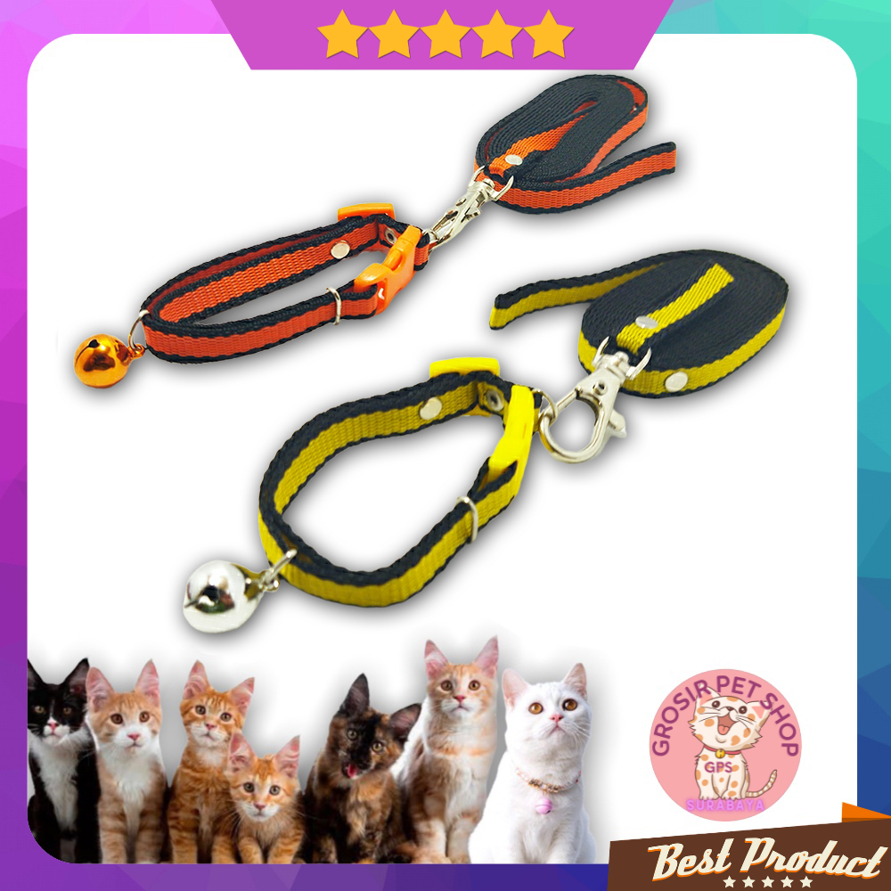 Tali kalung Penuntun kucing anjing lonceng Warna Motif Garis Besar Tapak Bahan kualitas premium