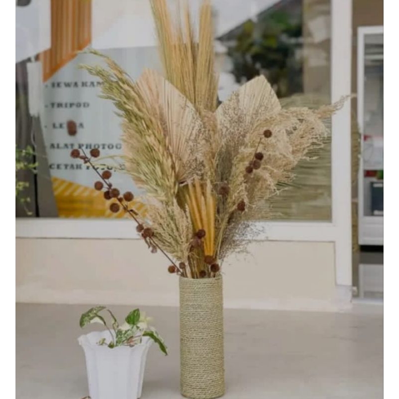 Paket lengkap bunga kering hiasan ruang tamu / dried flower / buket bunga