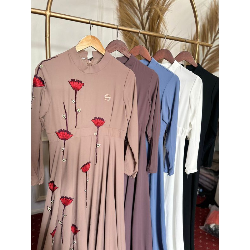 Dress Premium Iyaluna Bordir Merah