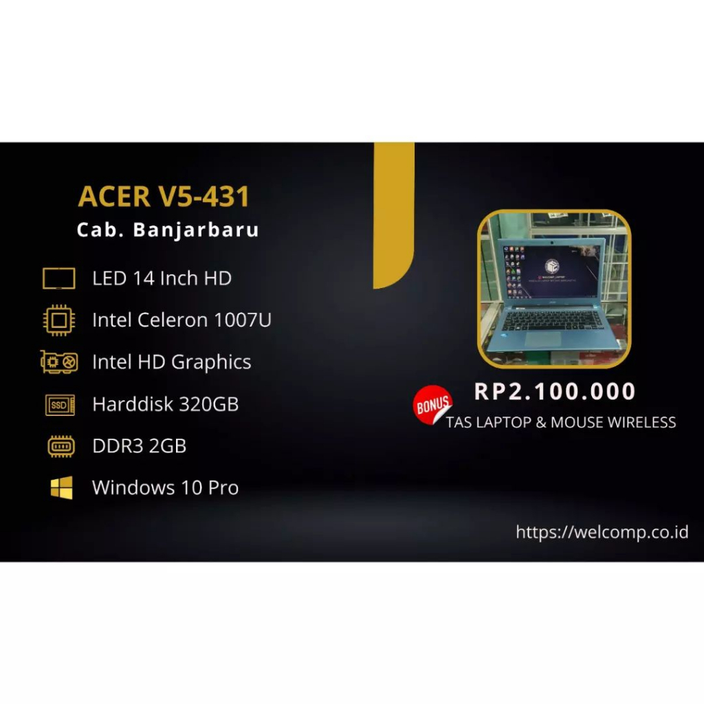 Laptop 2ND Acer V5-431 Second Bergaransi 1 Tahun