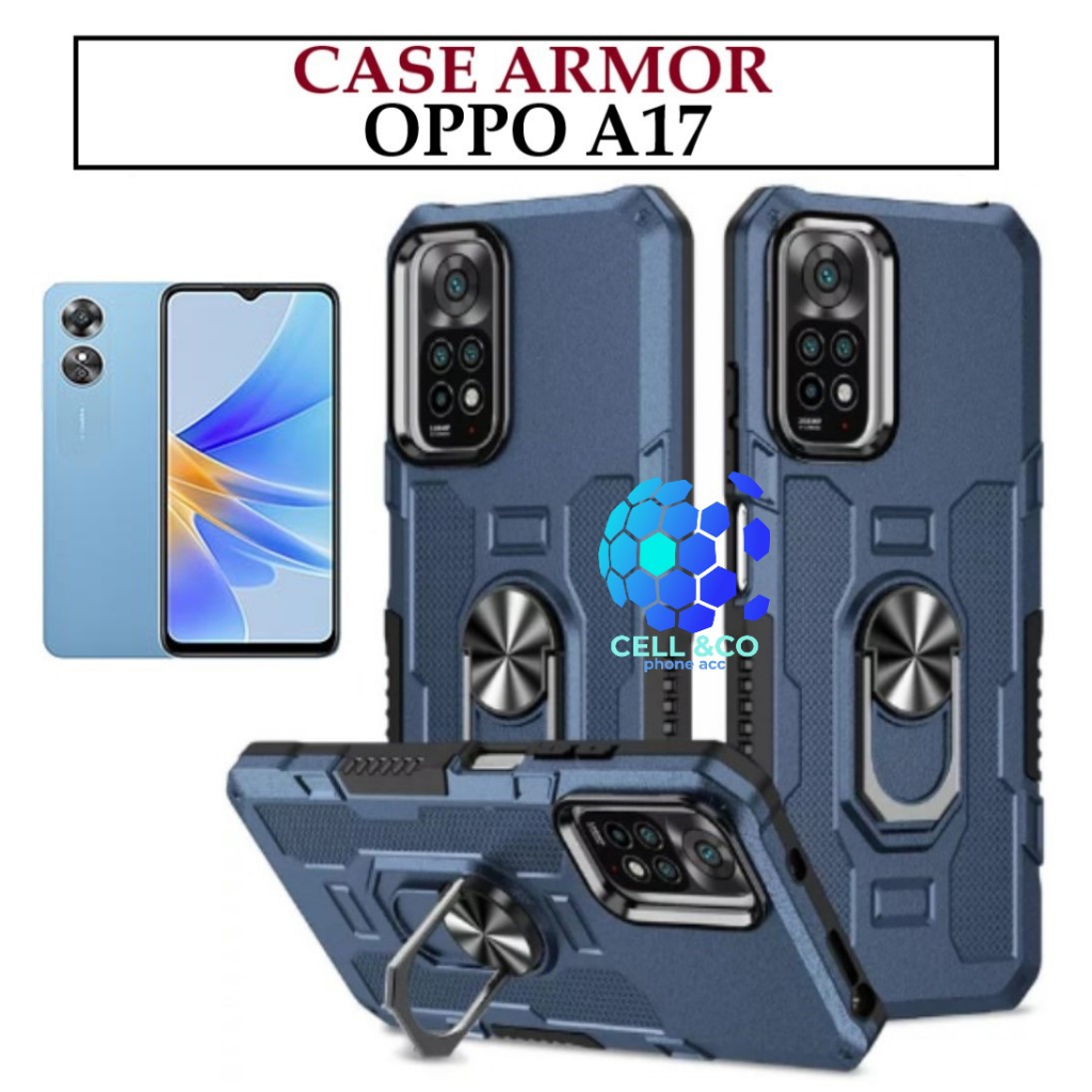 Case Armor OPPO A17 Iring Cincin Magnetic Kesing Hp Protect kamera Premium Hard Case Standing Robot Pelindung Kamera