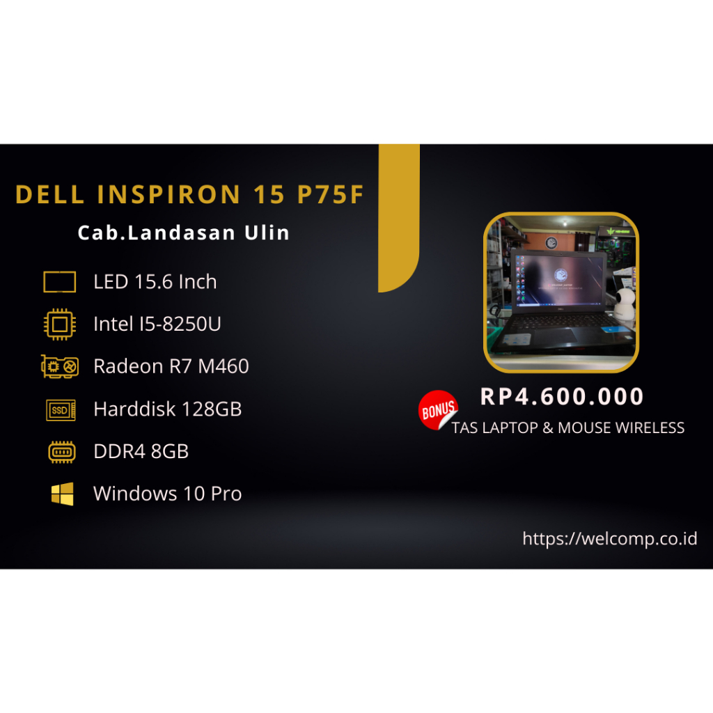 Laptop 2ND Dell Inspiron 15 P75F Second Bergaransi 1 Tahun