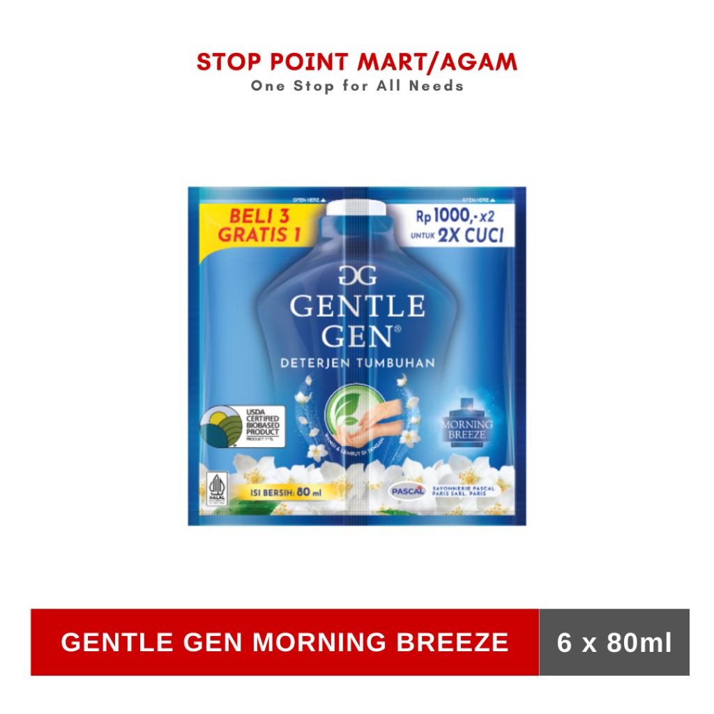 Gentle Gen Deterjen Cair Morning Breeze 80ml (BELI 3 GRATIS 1)