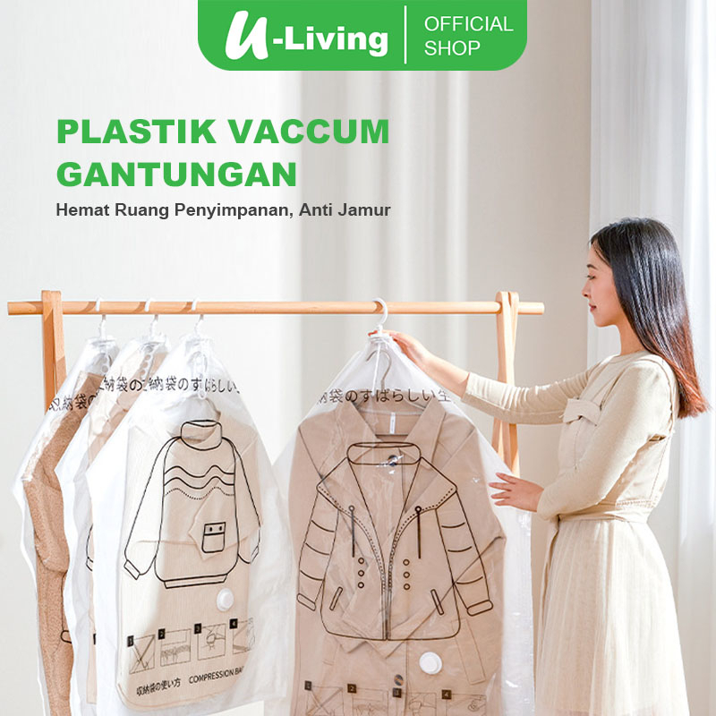 U-Living Plastik Vacuum Bag Gantungan Kantong Pakaian Plastik Baju Bahan Tebal PV007