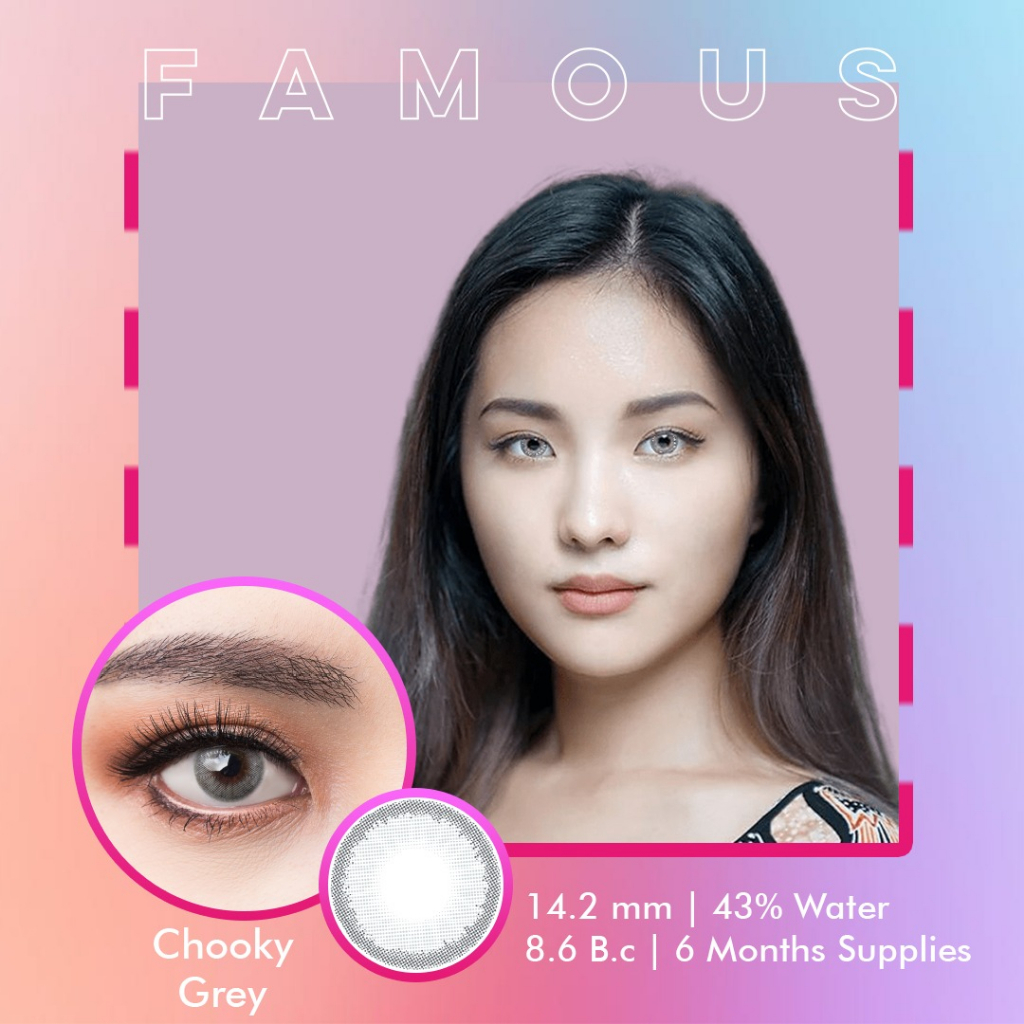 Famous With Biomoist Cooky Grey Monthly Softlens Warna