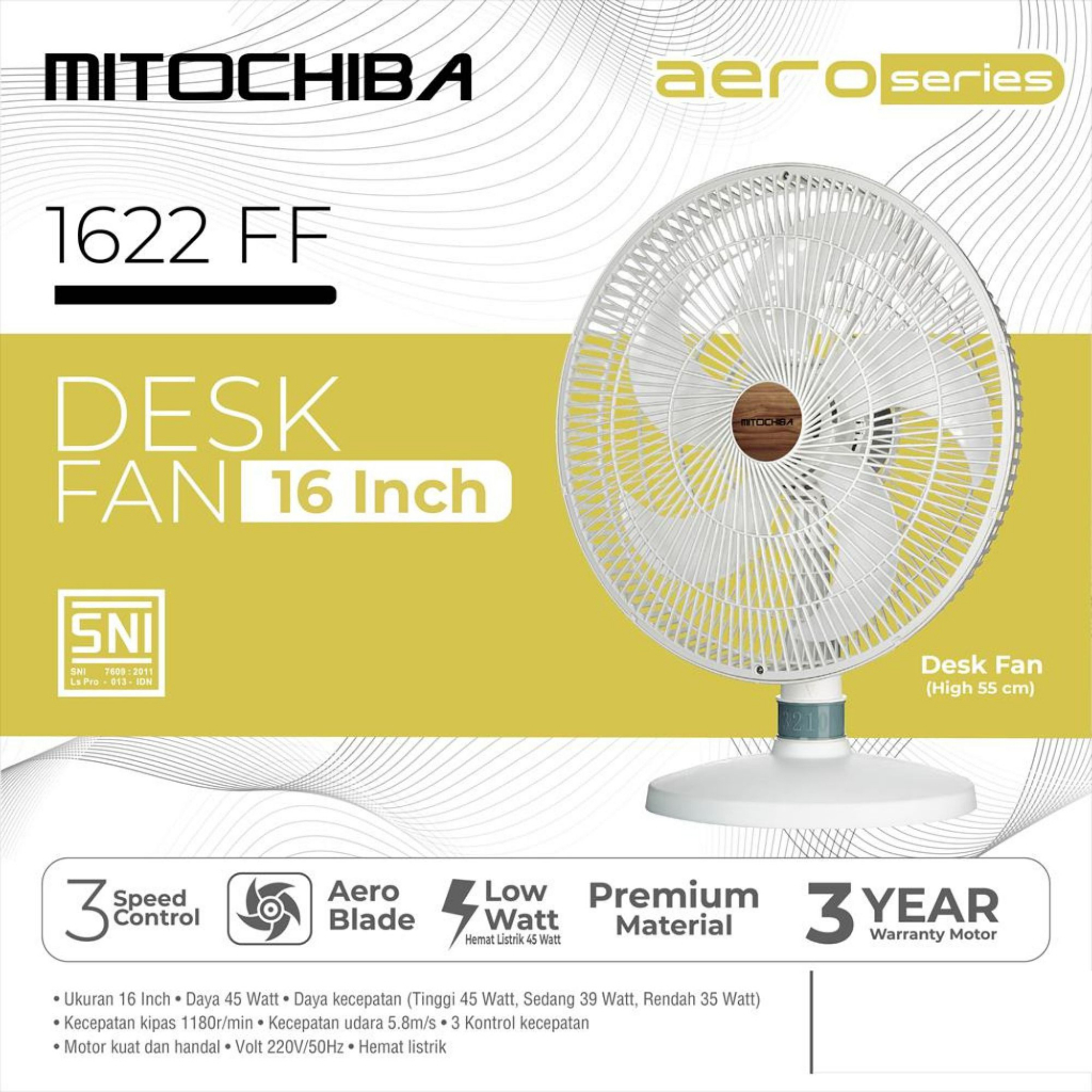 Mitochiba Kipas Angin Meja Aero 16 inch 1622 FF / 1622FF Desk Fan