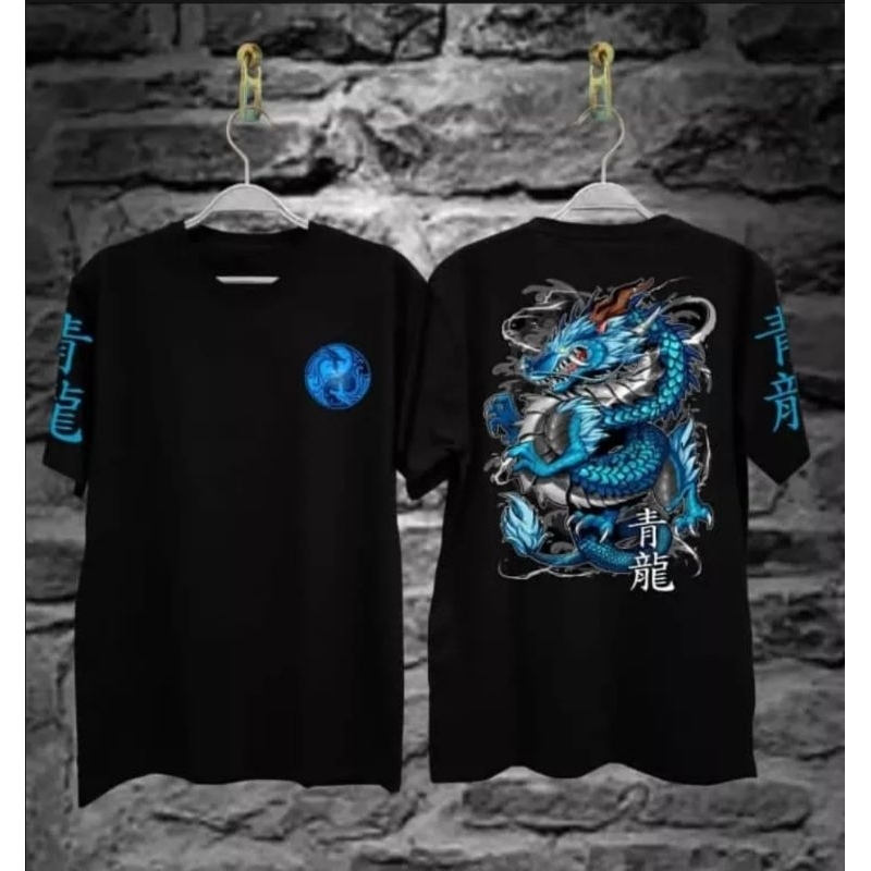 bayar di tempat / kaos t-shirt pria motif naga biru kaos distro pria blue dragon terlaris dan termurah 2022