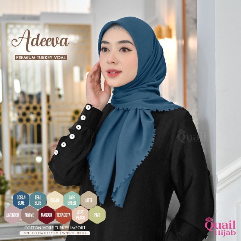 Jilbab Segi Empat Premium Katun Turkey ADEEVA Original Quail Hijab
