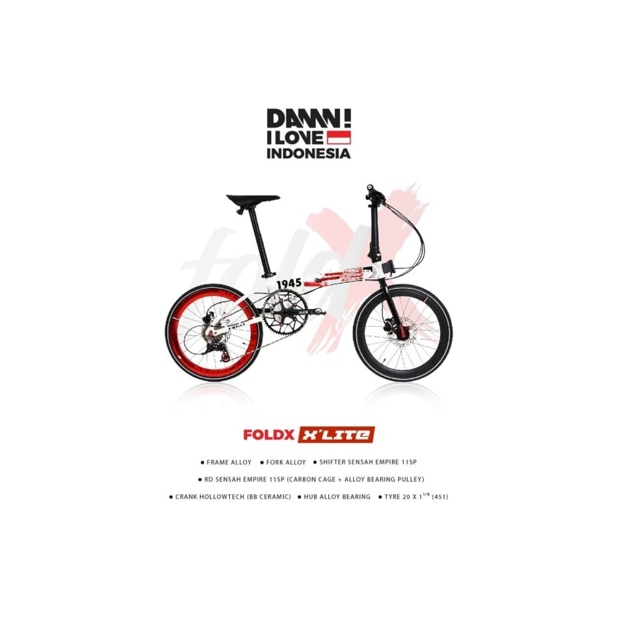 Sepeda Lipat FOLDX X-LITE DAMN I LOVE INDONESIA sepeda remaja sepeda dewasa